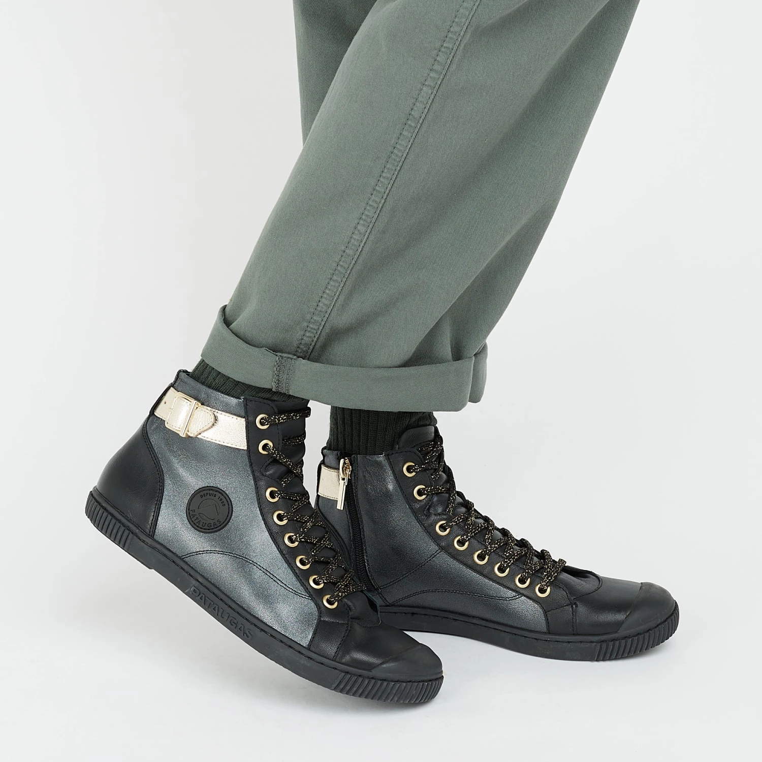 Pataugas BANJOU LATSA/MIX F4H NOIR/DORÉ 4 Pataugas BANJOU LATSA/MIX F4H NOIR/DORÉ – Image 2